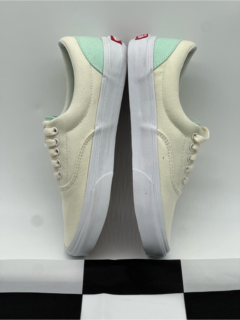 Vans Cream Canvas Sneakers with Mint Green Lining - Picture 5 of 10